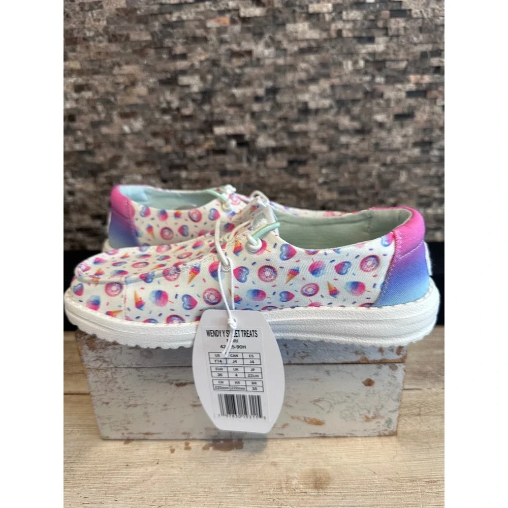 Hey Dude Wendy Youth Sweet Treats Multi Color Slip On Loafers Size YT4 42725-9DH